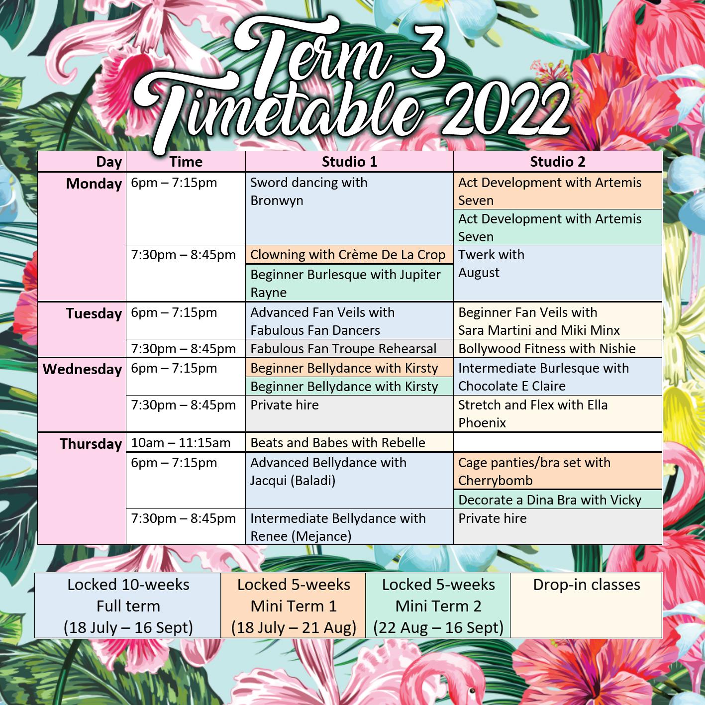 Term 3 Timetable